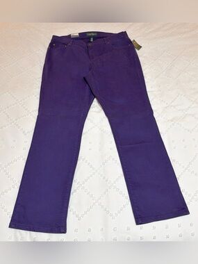 NWT Lauren Ralph Lauren Women’s Jeans Size 16W Purple Slimming Modern Straight